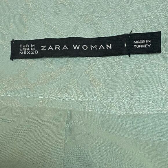 Zara Mint Green Embroidered Pleated Mini Skirt - Picture 8 of 9
